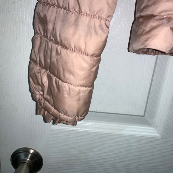 Emme Marella front zip puffer jacket Sz 8 princess seaming ruffle trim - Picture 3 of 9